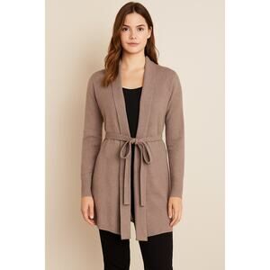 Barefoot Dreams Cardigan Women's Medium Taupe Belted CozyChic Ultra‎ Lite Knit
